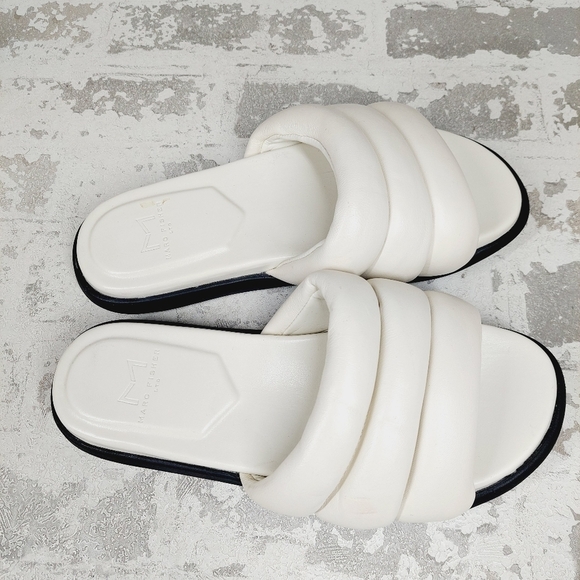 New Marc Fisher Yessy White Leather Slide Sandals F966 - Picture 8 of 12